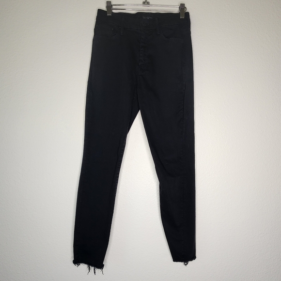 Mother Washed Black High Waisted Looker Frayed Ankle Jeans 27 - Picture 2 of 8